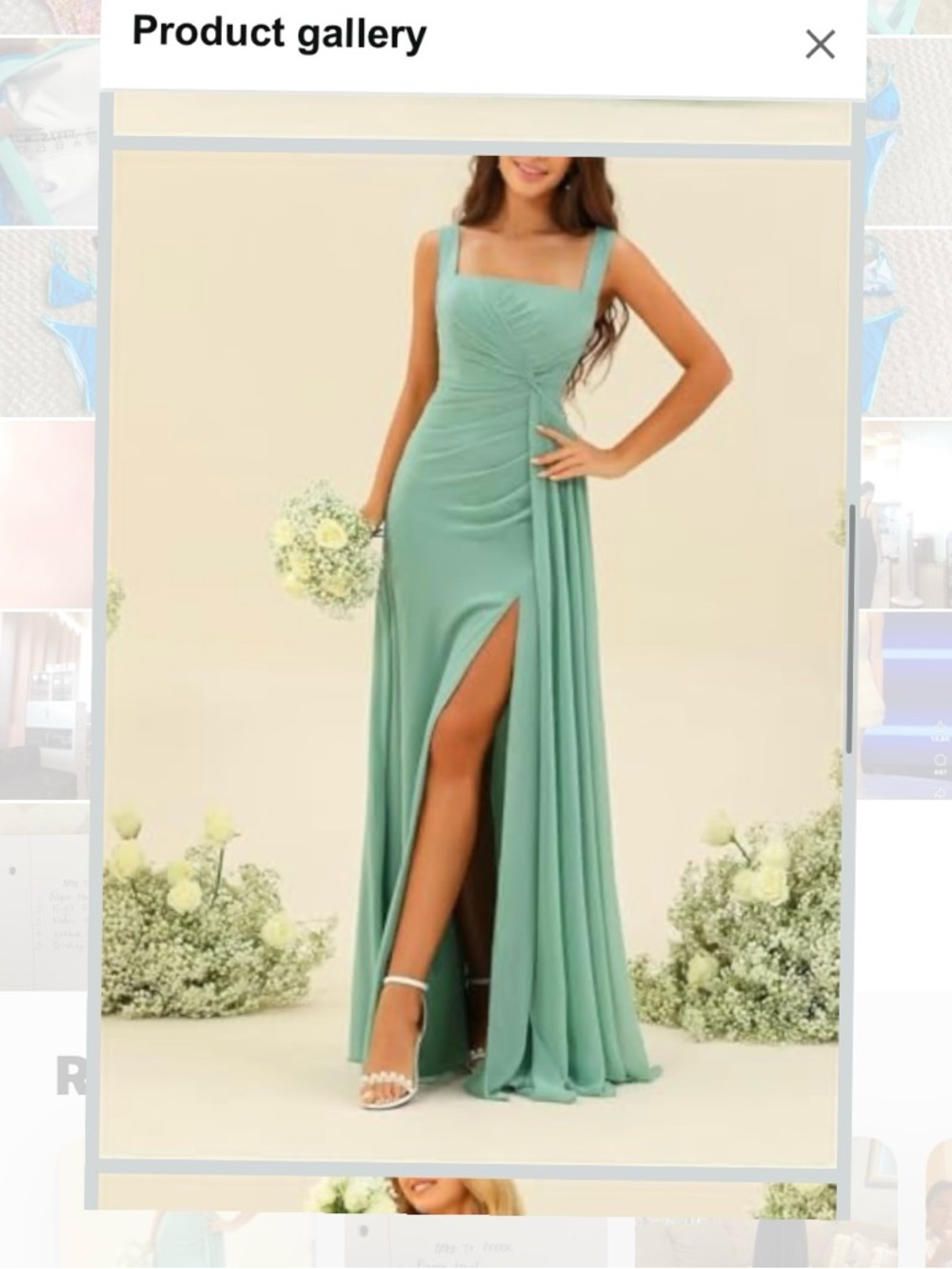 New Women 2 Chiffon Bridesmaid Dresses Long with Slit Pleated A Line Flowy